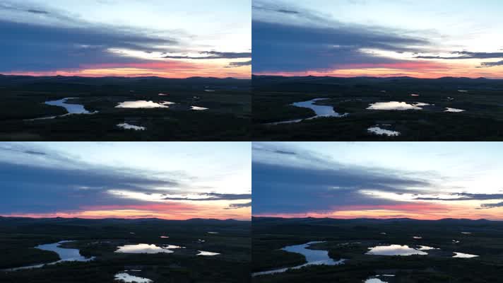 海拉尔河湿地晚霞风光 (8)草原的落日