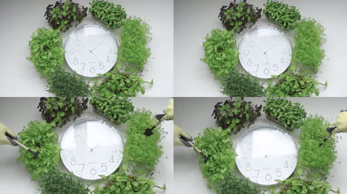被绿植环绕的时钟