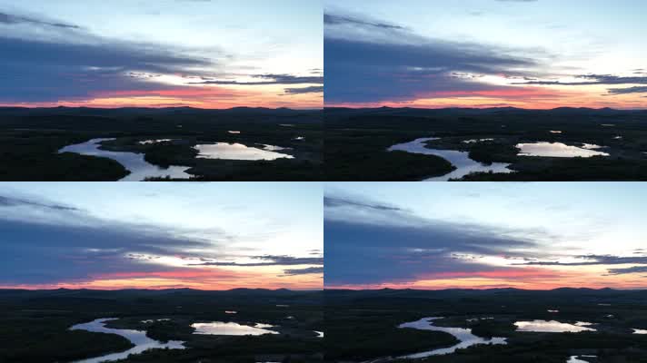 海拉尔河湿地晚霞风光 (7)草原的落日