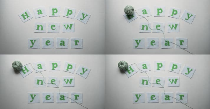 happy new year 绿色英文单词节日氛围新年