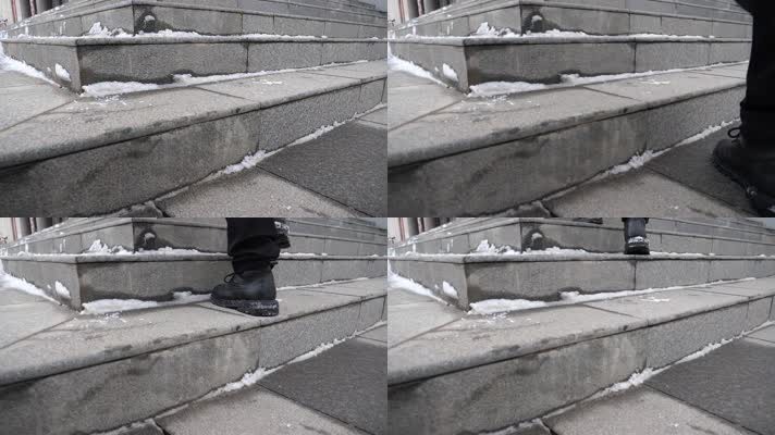 走路上台阶慢镜头素材 (4)