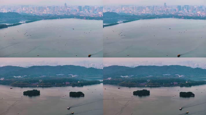 唯美杭州西湖美景大自然风光航拍杭州风景景