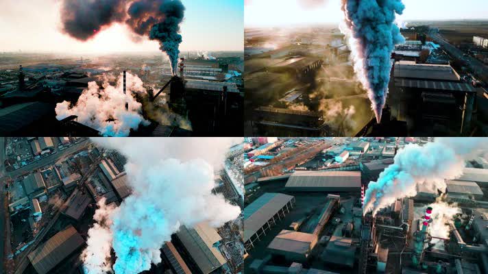 工厂污染 热电站 烟囱冒烟 大气工业污染