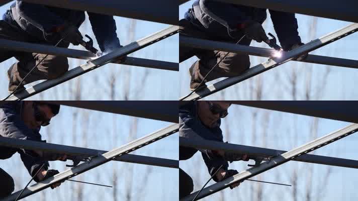高空作业 农民工 电焊 工人 高空 焊接 技术