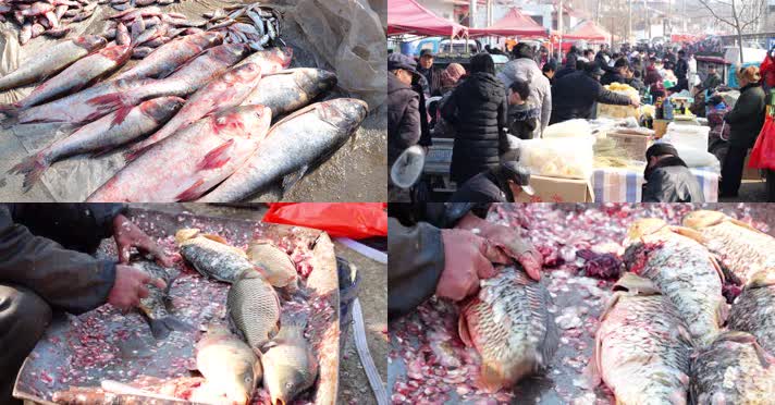 卖鱼 杀鱼 菜市场 水产 鲤鱼 厚子 大头鱼 