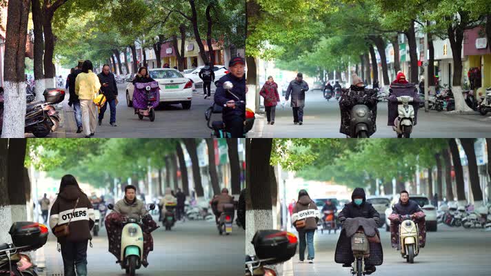 湖北襄阳城市街景行人车辆交通