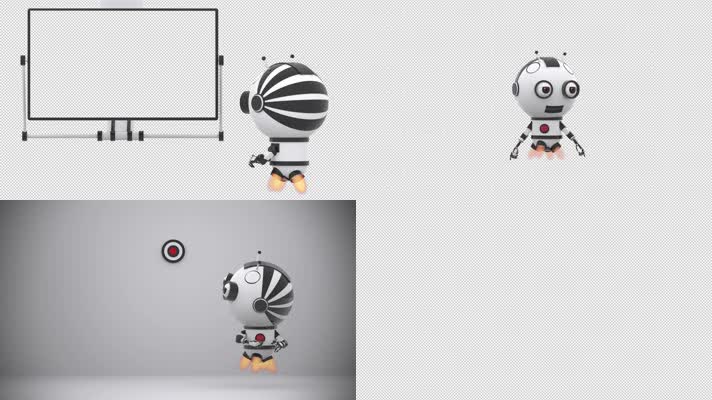 卡通可爱三维机器人演示动画8组【带通道】