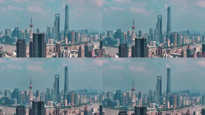 上海三件套 东方明珠塔 世贸中心 黄浦江