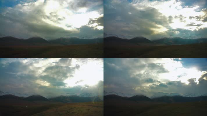 4K延时摄影新疆那拉提草原雨后云朵漏光