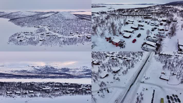 航拍芬兰北极圈童话般雪景