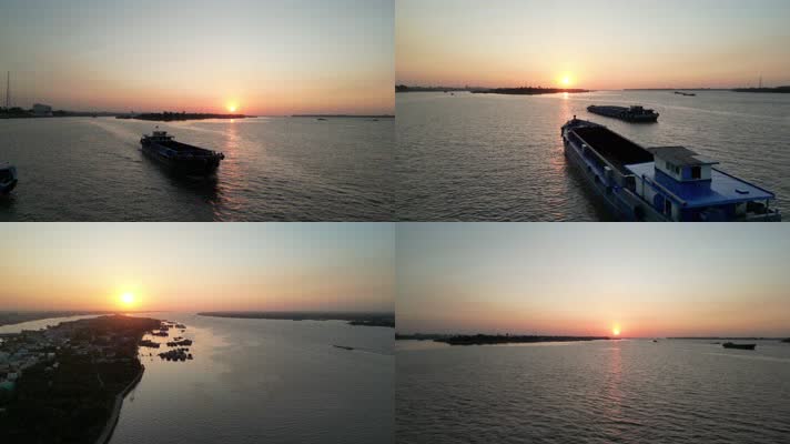 湄公河航运  湄公河入海口船舶 渔船海河