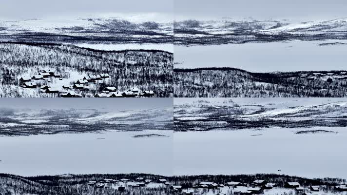 4K航拍北欧芬兰雪景自然风光