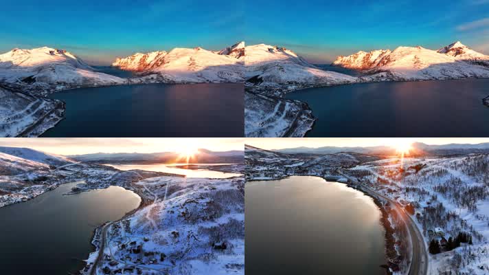 4K航拍北欧挪威特罗姆瑟自然风光