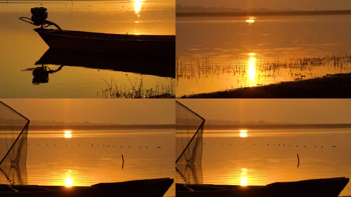 4K日出日落金色湖面唯美自然风光