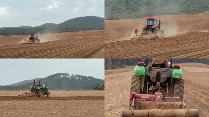 耕种犁地拖拉机机械化农业