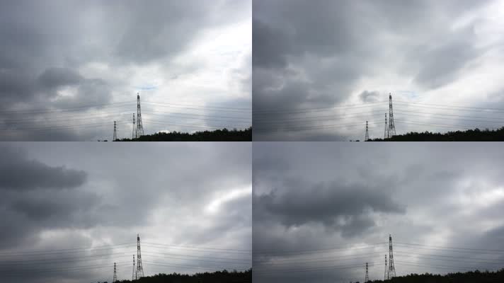 电塔上的云层延时