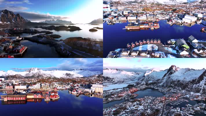 4K航拍挪威斯沃尔韦尔小镇风光无限