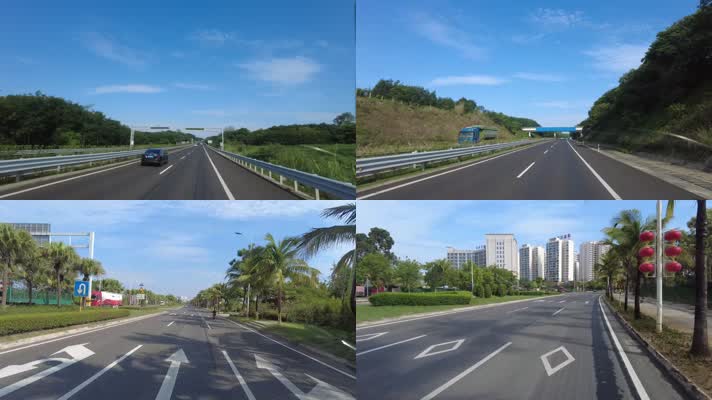 高速公路城市延时摄影 
