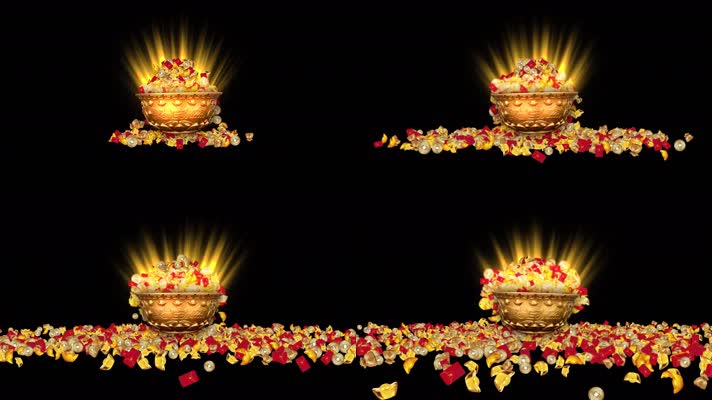 聚宝盆吐金钱元宝(Alpha通道)